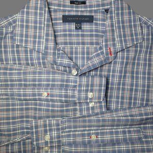 Tommy Hilfiger Men's Plaid Slim Fit Shirt Blue M